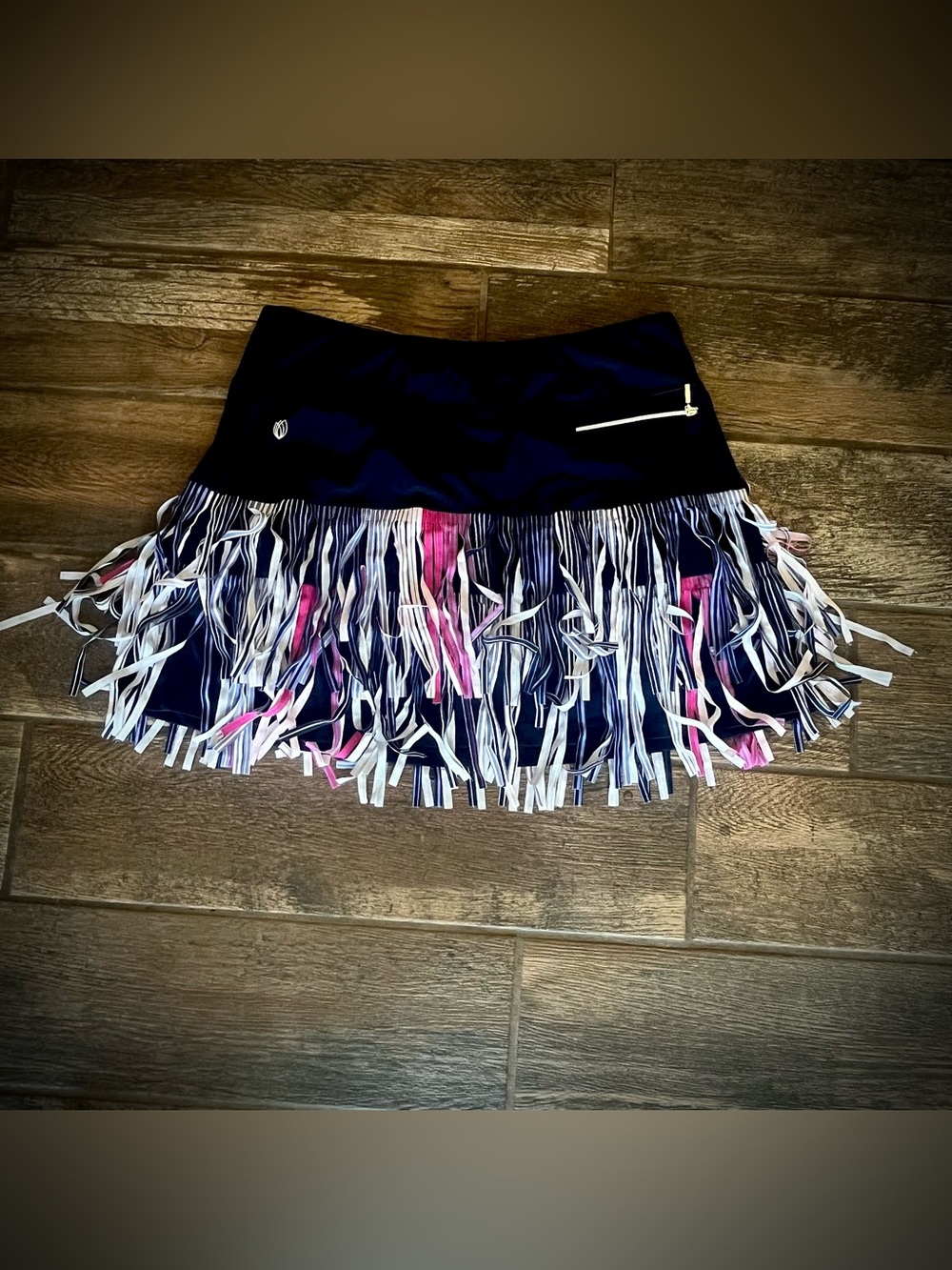 GG Blue Luxe running or athletic fringed skirt with built in shorts L - Picture 2 of 6
